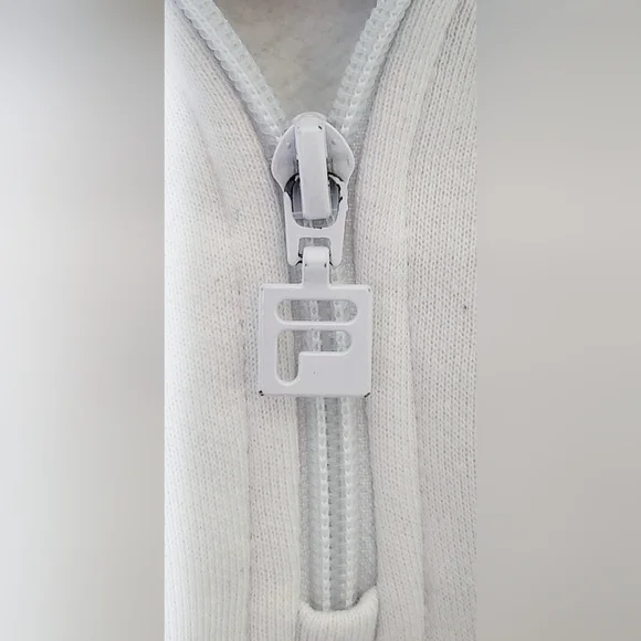 Fila Ladies' 1/4 Zip Fleece Pullover Sweatshirt, White/Navy Large - Picture 13 of 14